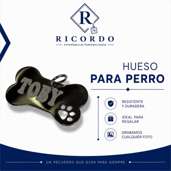 Hueso para perro de acero personalizado por Ricordo